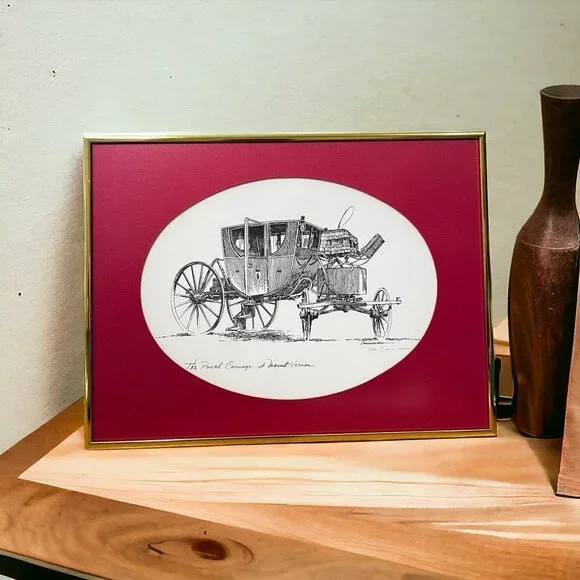Vintage Signed Framed Lithograph of Sketch The Powel Carriage at Mount Vernon - Picture 1 of 15